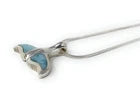 Marahlago Larimar Sterling Silver Whale Tail Necklace & Pendant -Adjustable Size