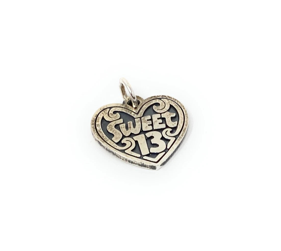 James Avery Sweet 13 Birthday Heart Sterling Silver Charm Pendant
