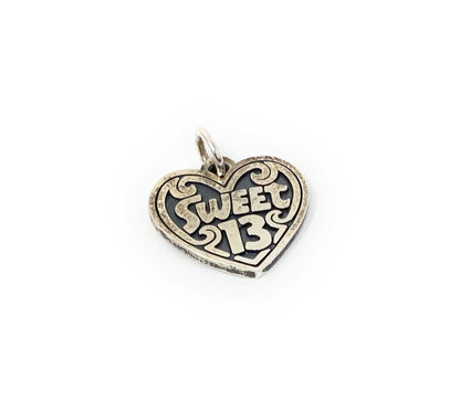 James Avery Sweet 13 Birthday Heart Sterling Silver Charm Pendant