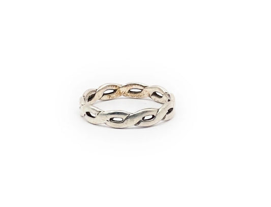 James Avery 925Woven Tresse Braided W/ Charm Loop  Ring Band Size 7.5 Rare